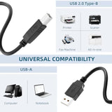 Usb 2.0 Printer Cable 10 Ft,Usb 2.0 A To B Connector, High - Speed Data Transfer For Printers & Scanners, Compatible With Hp, Canon, Epson, Brother And More Black, 10Ft