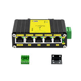 Industrial 5-Port Gigabit Switch, Dc12-48V Input, 10/100/1000Mbps, Din-Rail And Wall-Mounted Ip40, Security Monitoring/Communication/Data Transmission