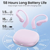 Open Ear Bluetooth 5.3 Earbuds, Wireless Headphones Sport Over Earphones Built-in Mic with Ear Hooks, 58H Playtime Ear Buds Fast Charging, IPX7