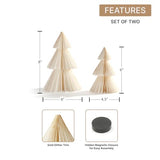 Honeycomb Paper Christmas Tree Decor, 2 Pack, 6 & 8 in, White