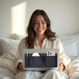 3-Pocket Organizer, Mouse Holder For Laptop Stick On – External Hard Drive Sleeve For Macbook, Laptop Mouse Holder (Black)