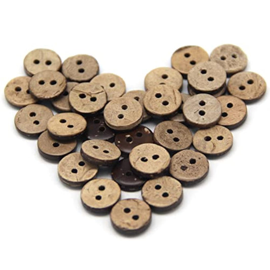 100Pcs 10Mm(0.394Inch) Brown Natural Coconut Shell Buttons, 2 Holes Ec