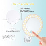 Clip-On Selfie Ring Light 60 LEDs 3 Modes Touch Control Rechargeable 800mAh