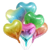 18 Assorted Gradient Color Heart Shaped Balloons 18 Inches 6 Kinds Of Rainbow Party Foil Balloons, Foil Balloons For Party Decoration, Birthday Party Supplies Or Wedding Ceremony