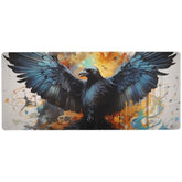 Crow Color Doodle Gaming Mouse Pad Desk Mat Non-Slip Waterproof Large Mousepad With Stitched Edges-31.5X11.8In