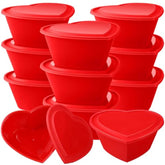 12 Pcs Valentines Large Heart Food Containers With Lids 51 Oz Plastic Red Heart Shaped Box Microwaveable Lunch Containers For Fruit Snack Storage, Freezer Safe