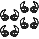 Anti-Slip Eartips Soft Silicone Skin Gels Earhooks Covers With Secure Wing Earbuds Sport Accessories (Black) 4 Pairs