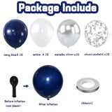 Navy Blue Silver Balloon Kit 50pcs Metallic and Confetti Balloons for Parties