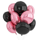 20Pcs Black Pink Round Shaped Balloons, 18 Inch Round Foil Balloon, Light Pink Black Round Aluminum Giant Helium Balloon For Birthday Party Wedding Baby Shower Bachelorette Anniversary Decoration