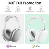 Silicone 3 in 1 Case Cover for Apple AirPods Max Headphones - Anti-Scratch Ear Cups Cover, Ear Pad Case Cover, Headband Cover - White