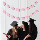 Graduation Decorations Class Of 2026 Pink Graduation Banner Glitter Pre-Strung Grad Cap Banner For 2026 Grad Decor Party Supplies