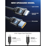 4-in-1 Retractable Car Charger with 2.6ft Cord, Fast Charging for iPhone/Galaxy