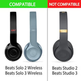 Replacement Ear Pads For Beats Solo2 & Solo3 Wireless On-Ear Headphones – Soft Memory Foam Cushions With Premium Protein Leather – Comfortable, Durable, Thicker & Easy To Install (Black)