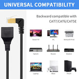 Cat8 Ethernet Extension Cable, Extreme Thin Up Angled Rj45 Male To Female Netw