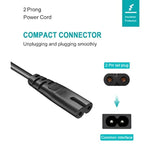 Ac Power Cord 2 Prong To 2 Slot 125V 7A Replacement Cable 6 Feet