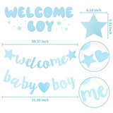 Blue Welcome Baby Boy Banner — Gold Glitter Baby Shower & Gender Reveal Decor