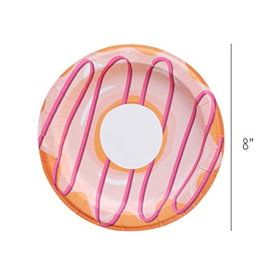 Donut Paper Plates - 60-Count Small Disposable Colorful Cute Party Plates In 6 Assorted Theme Designs - Party Supplies For Birthday, Dessert, Tea Party - 8" X 8" (Donut)