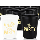 Wife Of The Party Bachelorette Cups - 12 Bachlorette Cups, Perfect Team Bride Party Favors (Black)