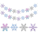 2 Pack Snowflake Garland Banner Blue Purple White Glitter for Party Decorations