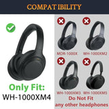 Replacement Earpads For Sony Wh-1000Xm4 (Wh1000Xm4) Headphones, Ear Pads Cushions With Noise Isolation Foam, Added Thickness, Without Affecting Sensor - Black