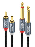 RCA to 1/4 Cable, Dual 1/4 inch TS to Dual RCA Stereo Audio Interconnect Cord, Gold Plated Copper Shell 2X 6.35mm 1/4 inch Male TS to 2 RCA Male, 3FT