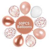 Rose Gold And White Balloons, 60Pcs Pearl Rose Gold Balloons, 12 Inch Metallic Rose Gold Confetti Balloons Helium Rose Gold Latex Balloons For Baby Shower Wedding Birthday Party Decorations