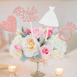 12 Pcs Bride To Be Centerpiece Sticks Double Sided Glitter Heart Ring Dress Bridal Shower Table Flower Centerpieces For Wedding Engagement Bachelorette Party Flower Decorations Supplies Rose Gold