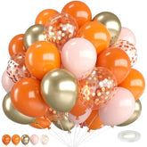 12 Inch Fall Balloons Orange Sand Gold with Confetti Balloons for Party Decorations