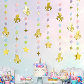Unicorn Garlands Unicorn Party Decorations Rainbow Unicorn Birthday Decorations Magical Unicorn Streamers Pastel Girl First Bday Little Pony Baby Shower Banner Ceiling Wall Decoration 4Pcs