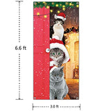 Funny Cats Merry Christmas Door Banner - Santa Cats Xmas Decoration