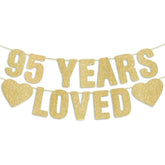 Pre-Strung 95Th Birthday Banner - Gold Glitter, Happy 95Th Birthday Party Decorations For Men, Funny 95 Year Old Anniversary Sign For Women