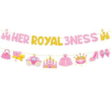 Princess Birthday Party Decorations - 3Rd Birthday Gilter Banner Decoration For Girls Her Royal Threeness Birthday Three Years Old Decor Princess Themed 3 Years Old Birthday Party Supplies
