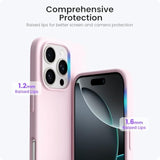 iPhone 16 Pro 6.3" Slim Liquid Silicone Case, Shockproof, Soft Gel, Chalk Pink