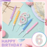Number 6 Birthday Candle With 12 Pcs Spiral Candles For Girls Macaron Pastel Rainbow Unicorn Pink Cake Topper For Sweet Theme Party Decoration