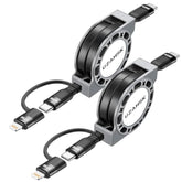 2 In 1 Retractable Usb-C To Lightning/Type-C Charger, 2Pack 4Ft, 60W Fast Charge For Iphone 13/14/15/16 Pro Max/Plus/Mini/Ipad/Samsung/Tablets