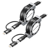 2 In 1 Retractable Usb-C To Lightning/Type-C Charger, 2Pack 4Ft, 60W Fast Charge For Iphone 13/14/15/16 Pro Max/Plus/Mini/Ipad/Samsung/Tablets