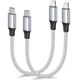 1Ft 2Pack Usb C To Lightning Cable Short, Mfi Certified, Power Delivery, Nylon Braided, Fast Charging For Iphone14/13/12/11/8/Xr/Xs/X/8 Plus/Se/Ipad