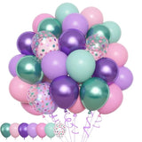 153pcs Mermaid Balloon Arch Kit Purple Pink Green Balloons for Baby Shower & Ocean Parties