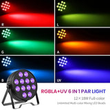 Led Stage Lights,12X18W Dj Par Light,Rgb+Lime+Amber+Uv 6-In-1 Wash/Strobe Effect Stage Lighting, Dmx512/Sound Activated Uplighting Light For Dj,Parties,Concerts,Bars,1 Pack