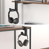 Headphone Hook - Adjustable Clamp-on Headphone Holder, Under Desk Gaming Headset Holder Mount Hook with Rotating Clamp (Black)