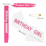 7 Pcs Birthday Girl Sash And Squad Sashes Set, Birthday Girl Sash Funny Party Favors Decorations For Women Sweet 16 18Th 21St 25Th 30Th 40Th 50Th Or Other Bday(White+Hot Pink)
