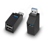 3 Ports Usb Hub,Usb Male To Female Expansion Adapter 2 Pcs 90 Degree Splitter 1 Usb 3.0 And 2 Usb 2.0 Port Portable Powered Data For Connecting Mobile Hard Disk, U Disk, Camera, Mouse,Etc