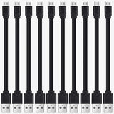 1ft Flat Micro USB Cable 10-Pack Bulk - Short USB A to Micro B Charging & Data Sync Cord for Android Devices