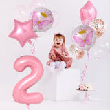 8PCS Butterfly Balloons 2nd Birthday Decorations Pink Fairy Party Supplies Set
