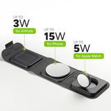 Mophie 3-in-1 Travel Charger with MagSafe - Portable Wireless Charging Hub, Compatible w/Apple Devices, iPhone 17/16/15/14/13/12 Series, Apple Watch Series 11 to 1 & Ultra, AirPods Pro/3rd Gen, Black