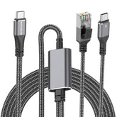 Usb C To Ethernet Cable With Charging 15 Feet, Usb-C Male 100W Pd & Gigabit Lan Two In One, Type C To Rj45 Nylon Cord With Power Delivery (Pd Next To Rj45 Port), For Macbook, Ipad, Windows