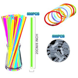 Glow Sticks, 500 Pack 8" Glow In The Dark Light Up Sticks With 500 Connectors For Festival Birthday Carnival Necklaces Bracelet (500Pack)
