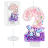 Birthday Number Candles Pink And Purple Butterfly Birthday Candles For Cake Glitter Number 2 Candle Cake Topper With Sequins For Girls And Women Anniversary Celebrations Supplies
