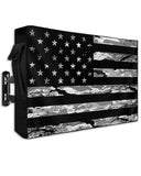 American Flag Outdoor TV Cover 60 to 65 Inch Weatherproof, Camouflage Black Stripes 600D Oxford TV Covers with Zipper, Vintage US Flag Outside Flat