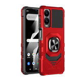 For Cricket Icon 6 Case/Att Verge Case With Screen Protector,Dual Layer Military Grade Protection With Ring Stand,Rugged Shockproof Corner Silicone Phone Case For Icon 6/At&T Verge Red